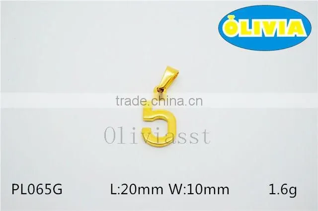 Olivia Wholesale High Quality 2016 Fashion 304 Stainless Steel 0-9 Lucky Number 5 Pendant New Year Gift