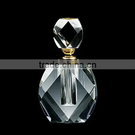 2016 Hot selling round shape and pure blue crystal perfume bottle