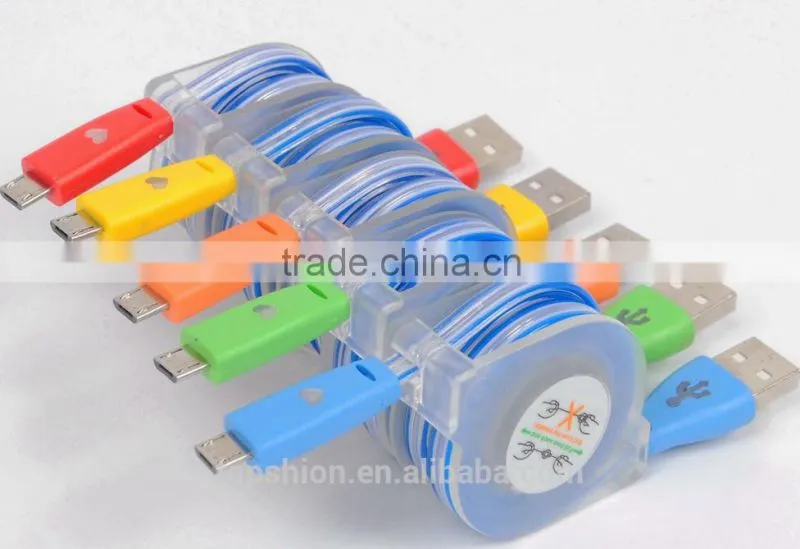 Bling bling micro led light universal usb cable charger