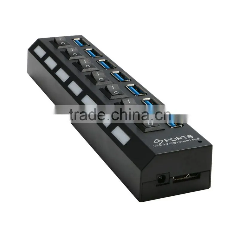 7 PORT USB 3.0 HUB High Speed Power Cable For PC Desktop Laptop Notebook