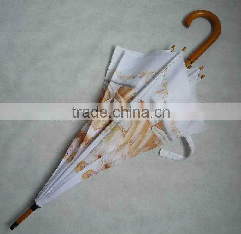 High fashion straight wooden umbrella for rain