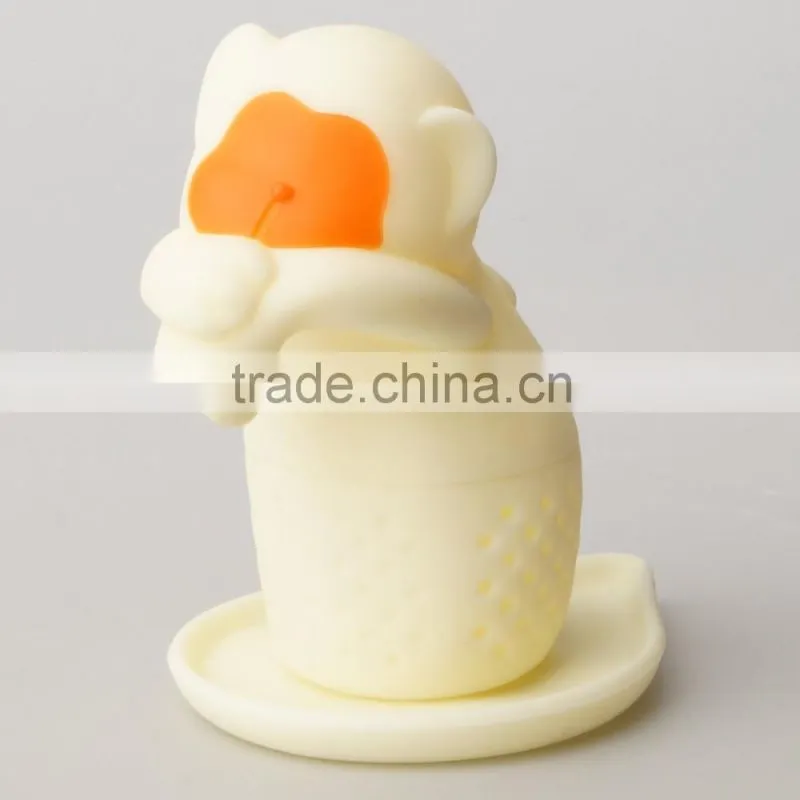 Wholesale NEW BPA free FDA approved food grade monkey unique silicone loose tea leaf infuser