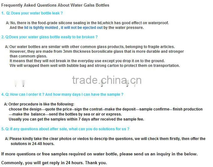 Custom Infuser Bpa Free Glass Water Tea Bottle