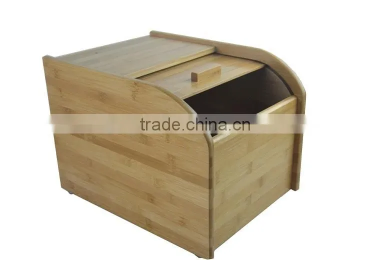 DX004/Bamboo Rice Holder Exquisite Bamboo Sliding Lid Rolltop Loaves Bread Box Storage Bin
