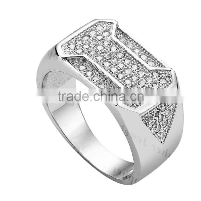 Men's fashion jewelry endless charm cubic zirconia ring gay men ring