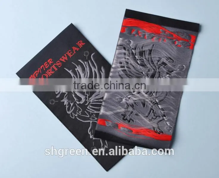 Name brand apparel folded woven label for T-shirt