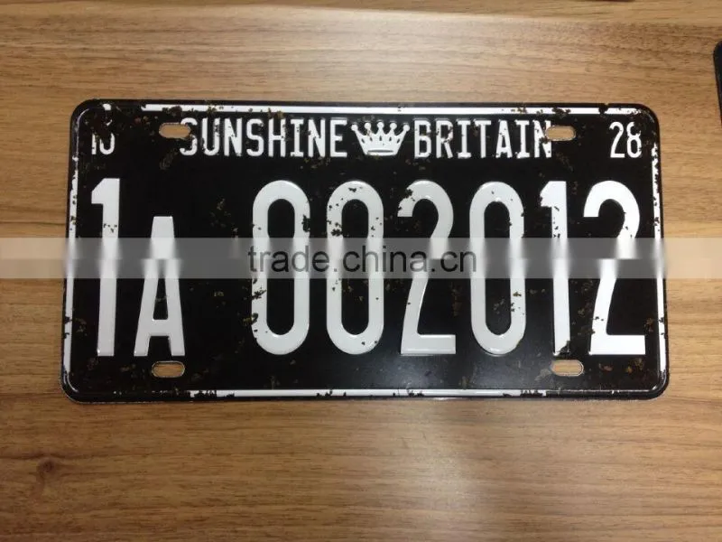 retro decor embossed license plate