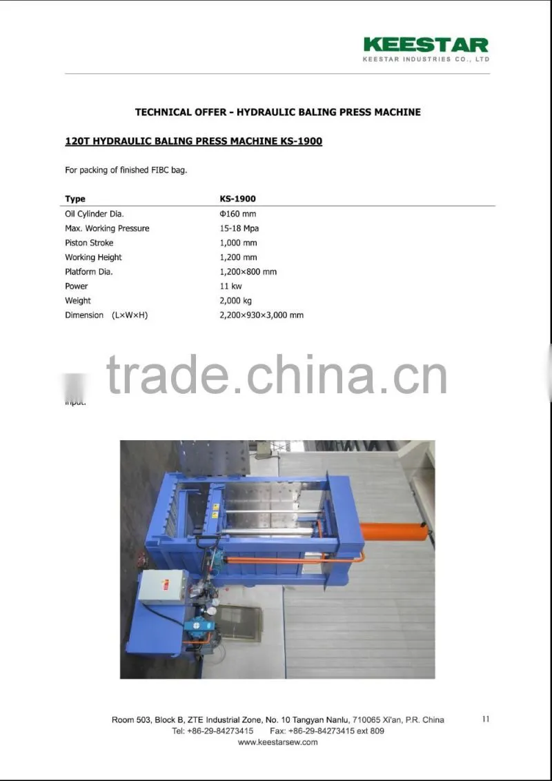 Keestar big bag jumbo bag FIBC cutting and sewing machine line