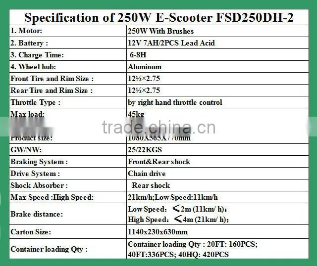 Rechargeable Electric Scooter Ride On Toy 24v 250w Boy Girl Kid Scooter FSD250DH-2