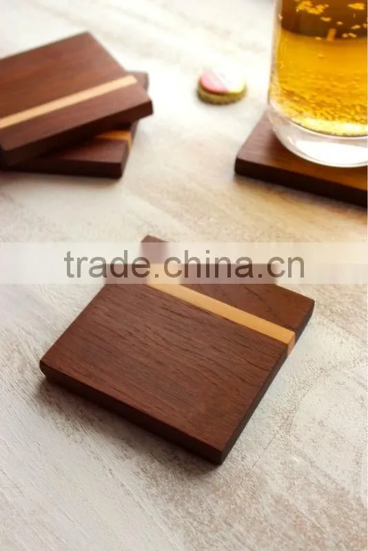 High Quality Multiple Color Wooden Coaster Joint Black Walnut and Oak Coaster