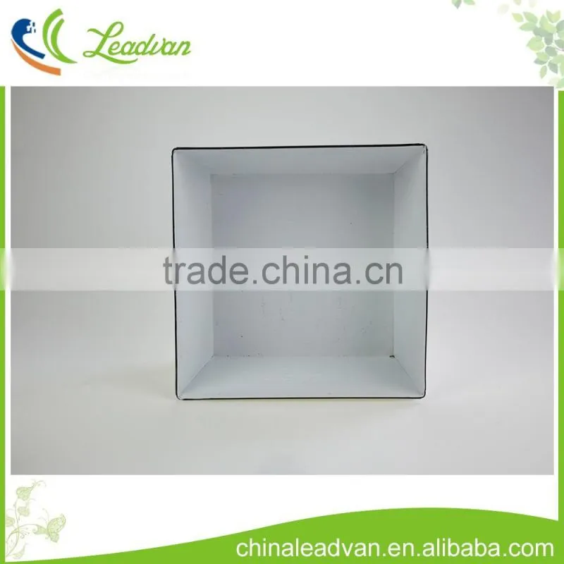 Indoor funiture and home decor white metal square-shaped flower pots