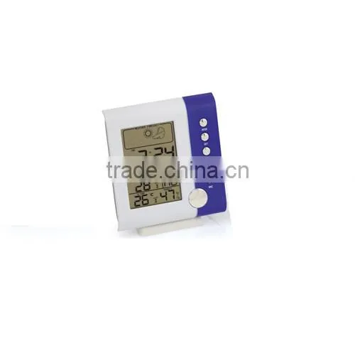 Hot promotional plastic table clock with temperature and humidity for indoor and outdoor use