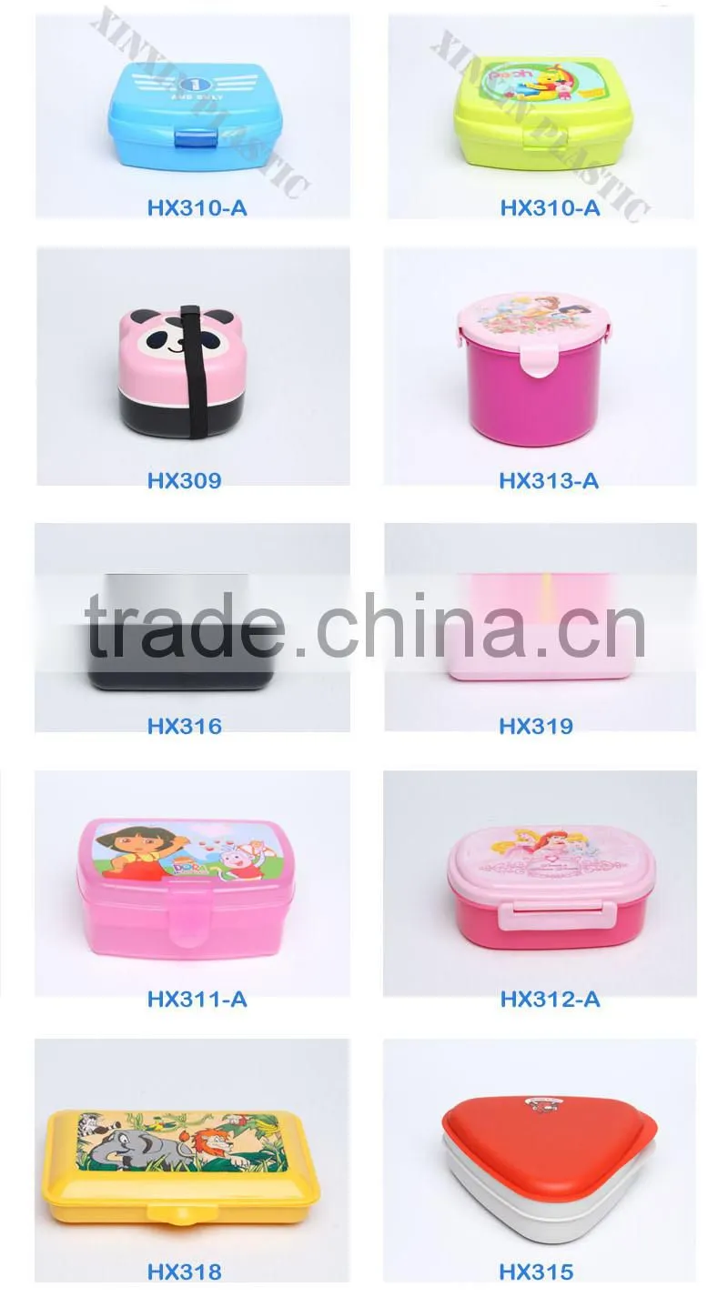 Round shape plastic bento lunch box with spoon