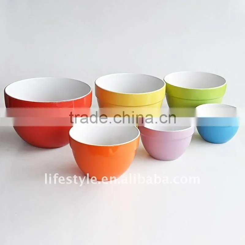 3Pcs Stoneware Mixing Bowl Set, Hand painted