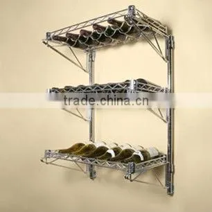 14"d 3 Shelf Chrome Wire Wall Mounted Wine Shelving Kit