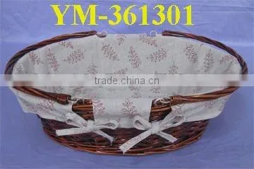 dark blue wicker shopping basket