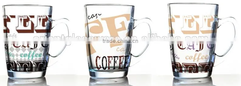 6oz 8oz 10oz 12oz Caffe Latte Espresso Cappuccino color printing glass coffee mug