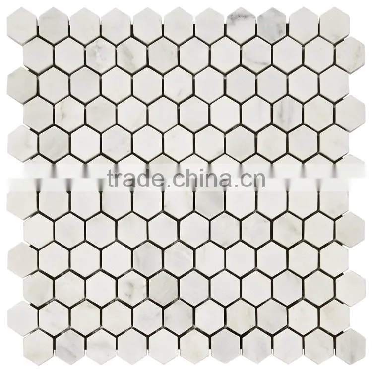 MM-CV249 Hot sale home design natural stone carrara white marble hexagon floor mosaics tile