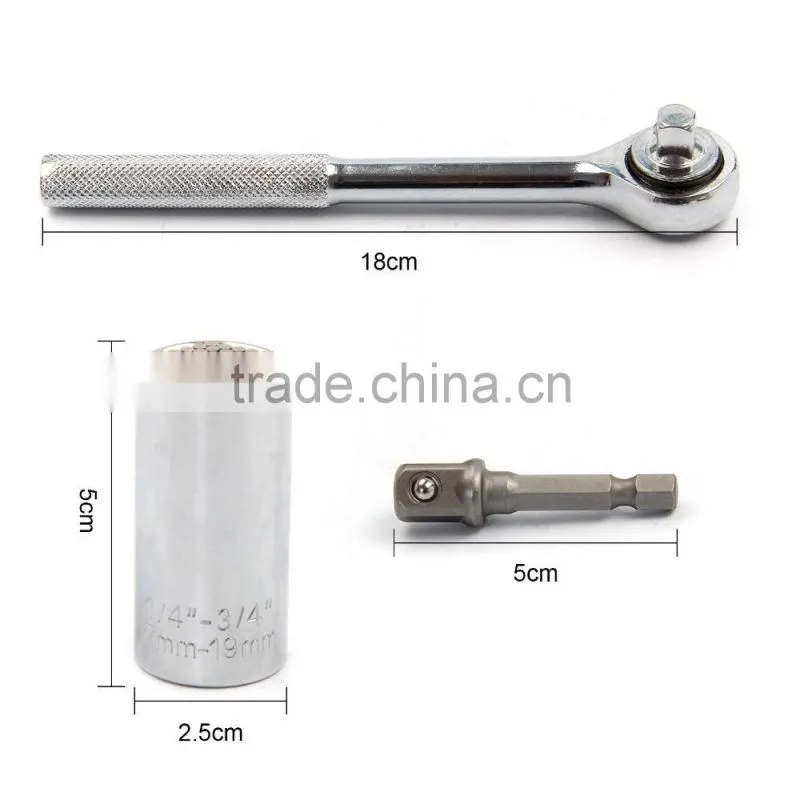 Genuine Universal Socket Ratchet Wrench Power Drill Adapter Set Tool