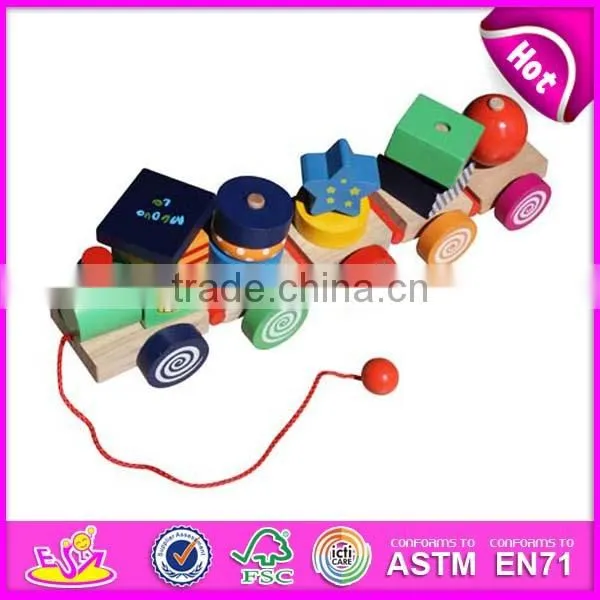 2015 New invention Kids Wooden toy blocks train set,Children 18PCS Wooden toy train,Educational Wooden toys Cargo Train W05C013