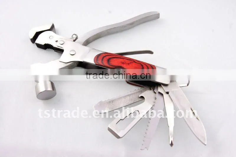 2014 New product:11 multi tool stainless steel hammer promotion gift hammer multi hammer tools with flashlight