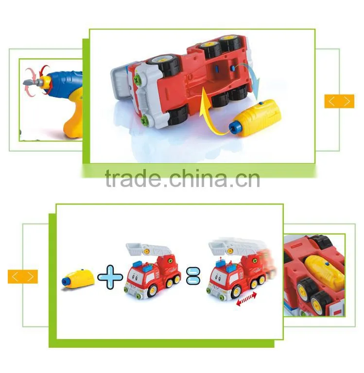 Hot sale kid diy self assemble toy plastic mini fire fighting truck price