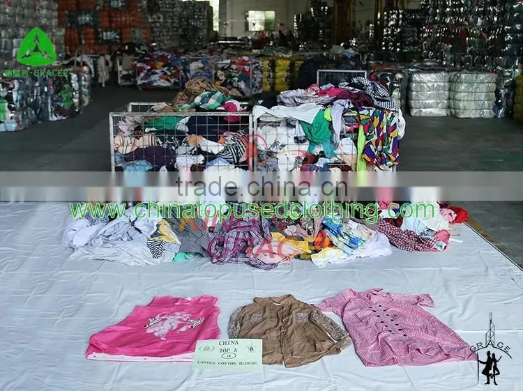 Japan style Branded Ladies Cotton Blouse Used Clothes In Bales Price