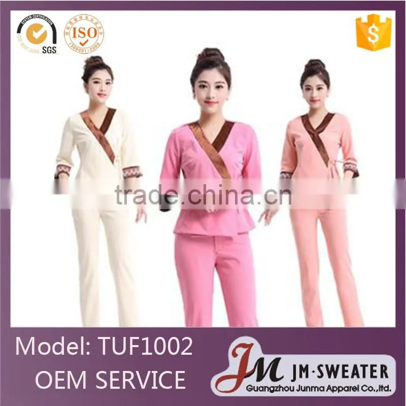 High quality custom made uniform unique hotel uniform/spa working uniform