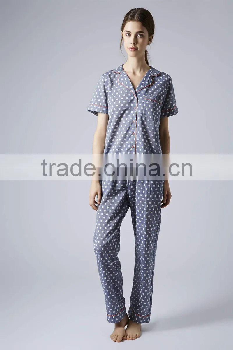 Dot all over printed cotton pyjamas women