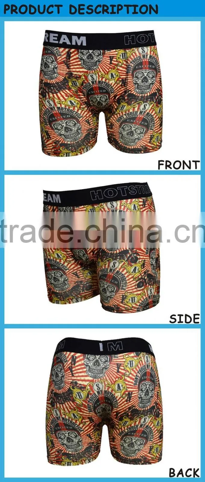 Factory Fashion Design Sublimation Printed Polyester Men Underwear