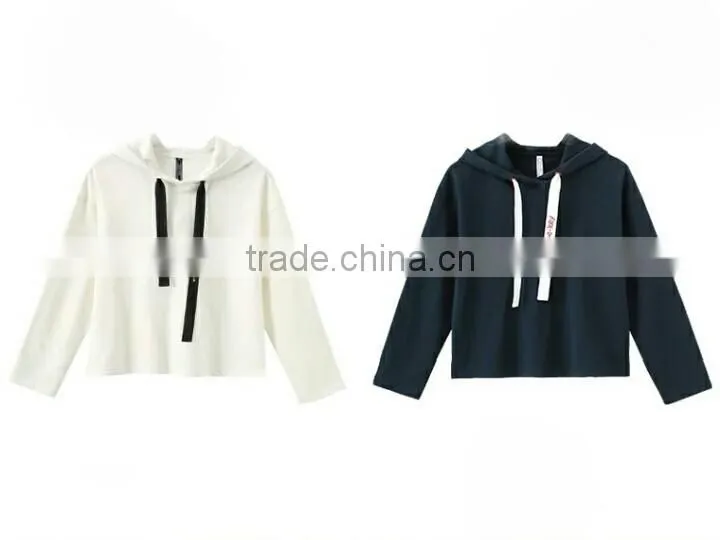 Hot Sale Women Short Sweatshirts Blank Black Hoodies
