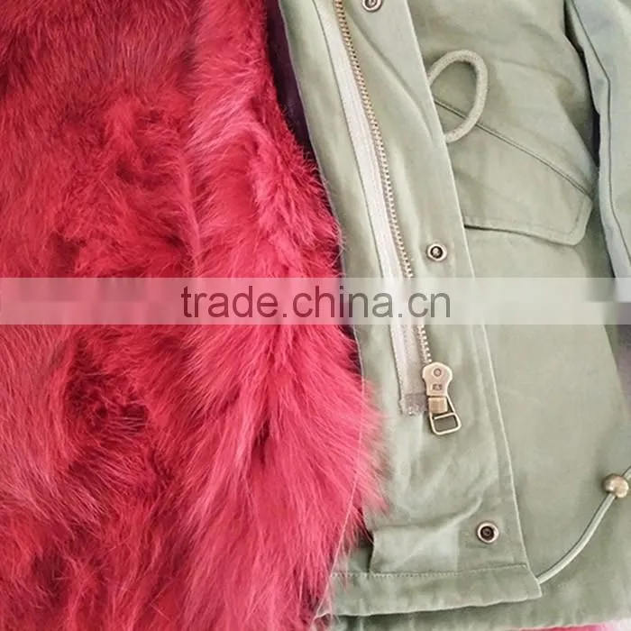 Myfur Newest Factory Price Cotton Army Green Fur Parka Jacket with Real Fox Fur Lining
