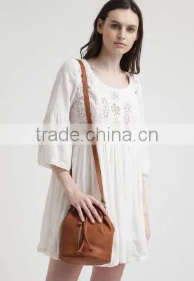Embroidered casual cotton dress design for pregnant woman