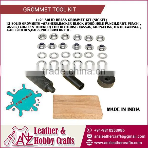 1/2" Tools GROMMET KIT WITH TOOL & 24 BRASS GROMMETS CUTTER