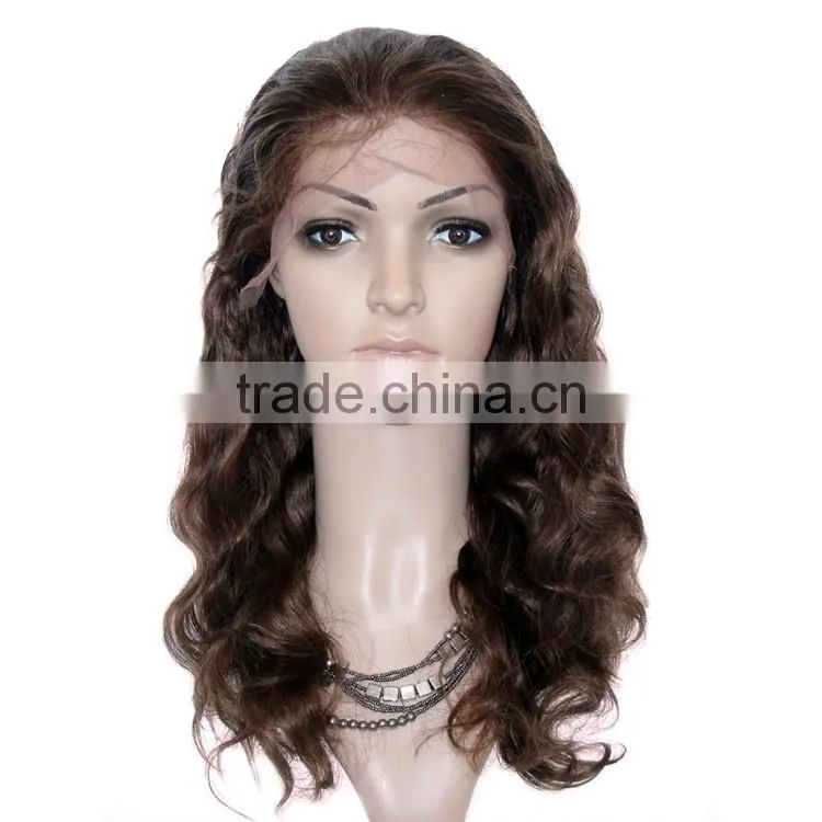 10 -24 inch 4# Body Wave Virgin Brazilian Hair Half Lace Front Wig