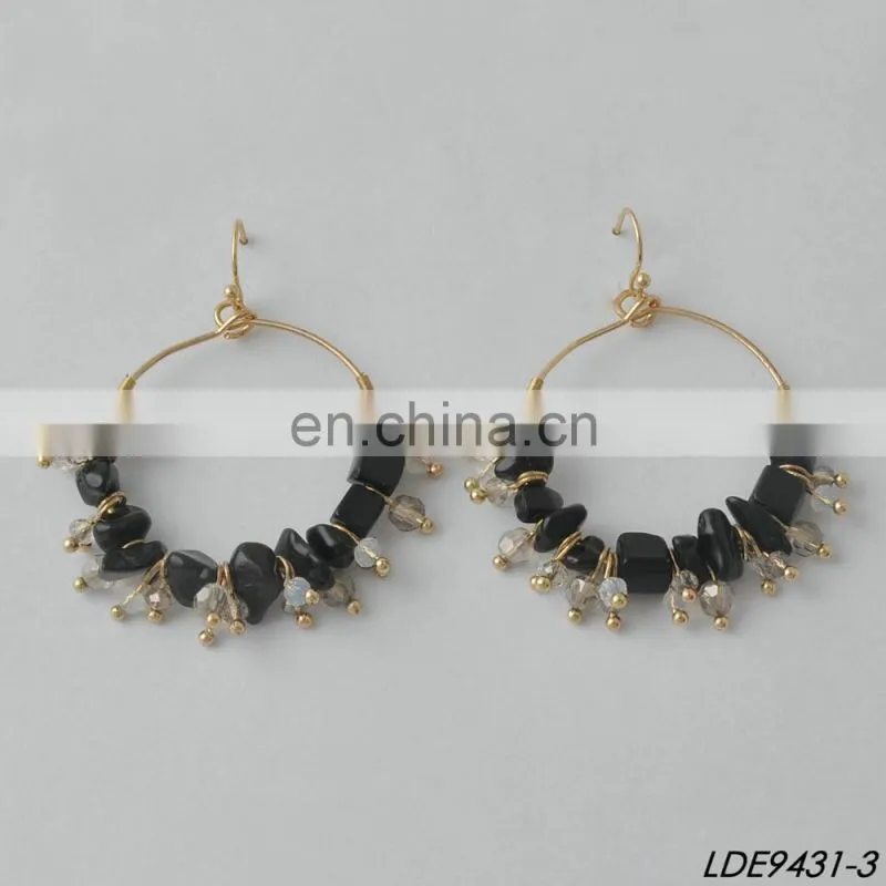 Raw Stone Earrings Round Hoop Earrings Raw Gemstone Hoop Earrings