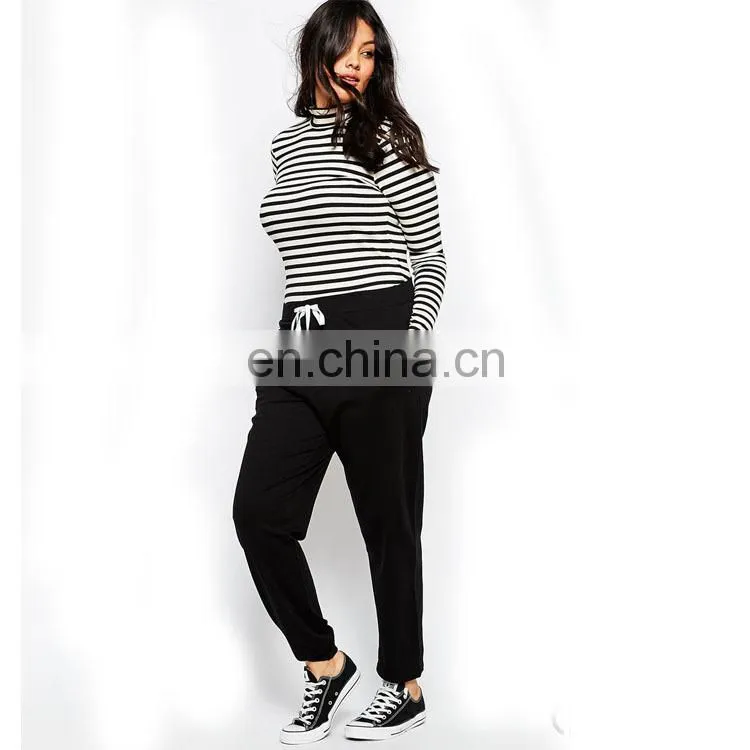 Loose Casual Contrast Tie Plain Sweat Pants