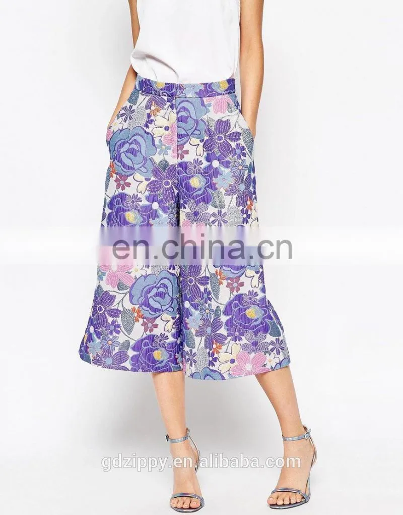 2015 New Fashion Premium Jacquard wide leg pants for women
