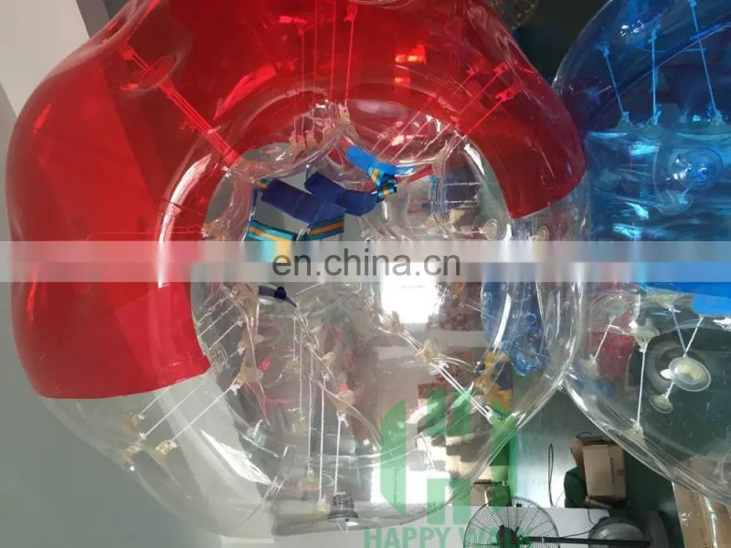 Half Clear and Half Red/Blue 0.8mm 100% TPU 1.5m Dia bubble soccer inflatable giant globe ball body bumper ball for adult
