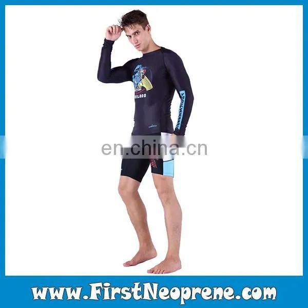 Black Carton Printing Men Style Long Sleeve Rashguards