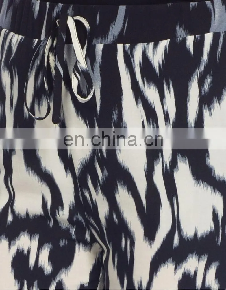 Wholesale Ladies Baggy Printed Rayon Woven Trouser Long Pants