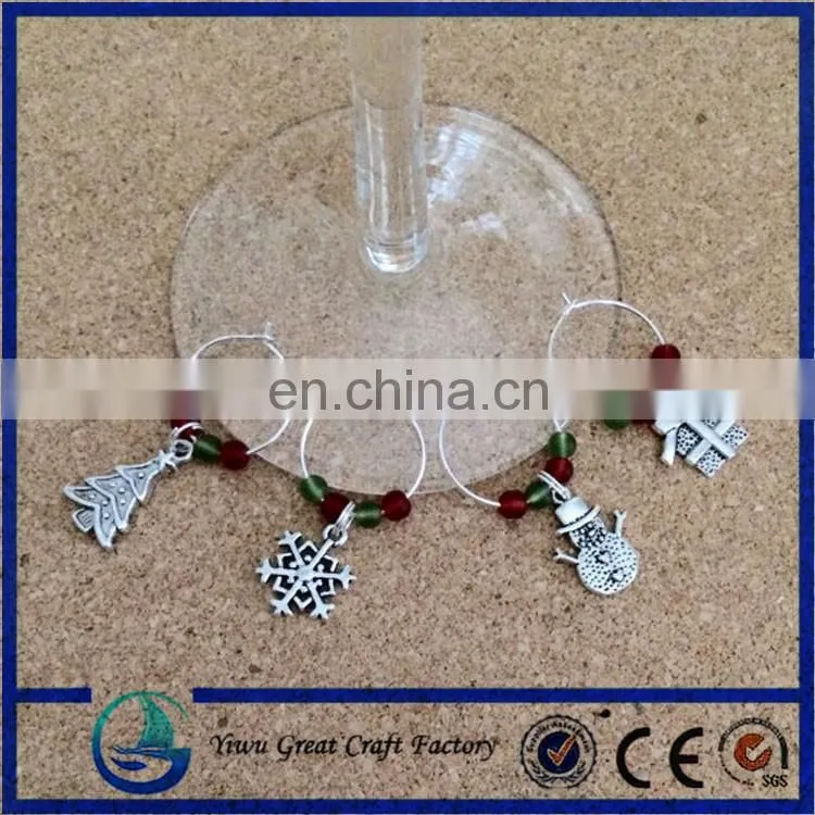 Tiny Christmas Ornaments Set of 6 Wine Glass Charms