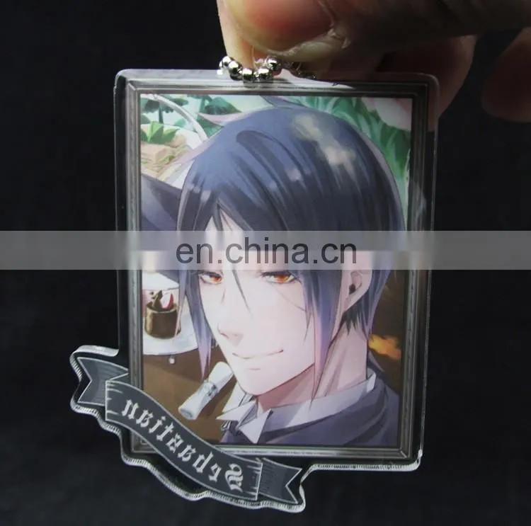 Customized clear green cartoon acrylic keychain laser cut