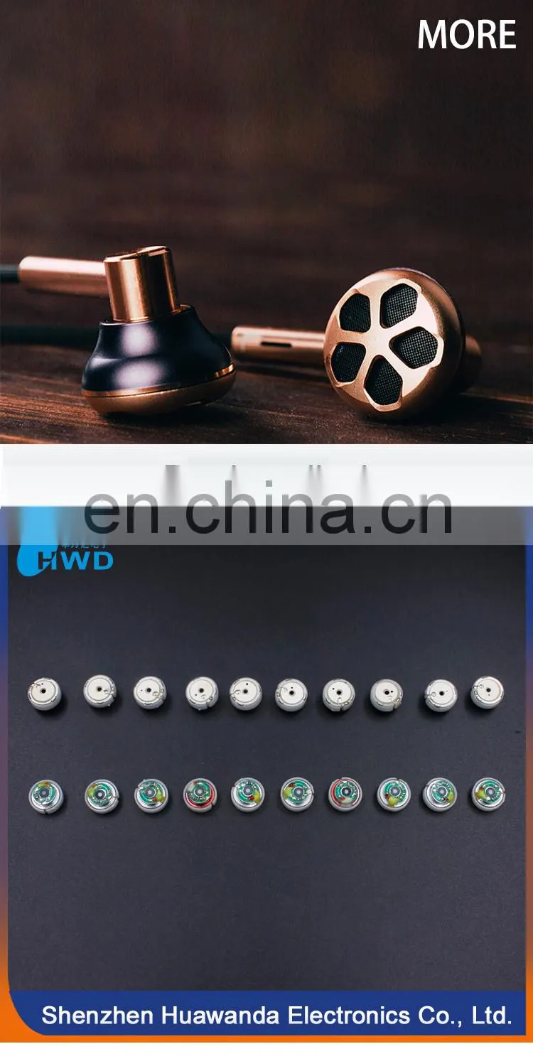 10mm Piezo and Moving-Coil earphone speaker driver unit 3mw 16ohm mylar speaker for earphone
