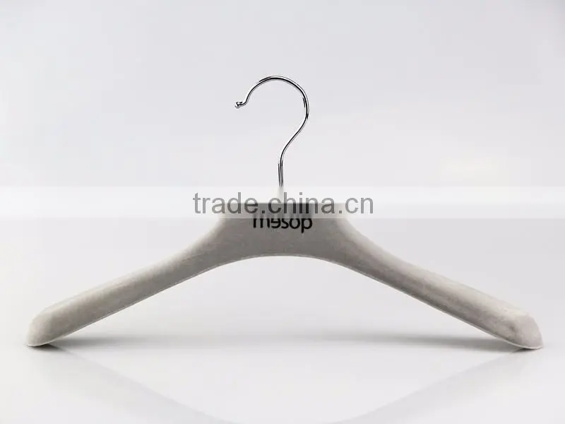 Luxury grey color clothes plastic hanger coat rubber hanger with trousers clip