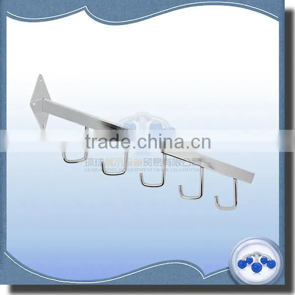 Metal chrome oblique 5 hooks handbags display bracket for wall