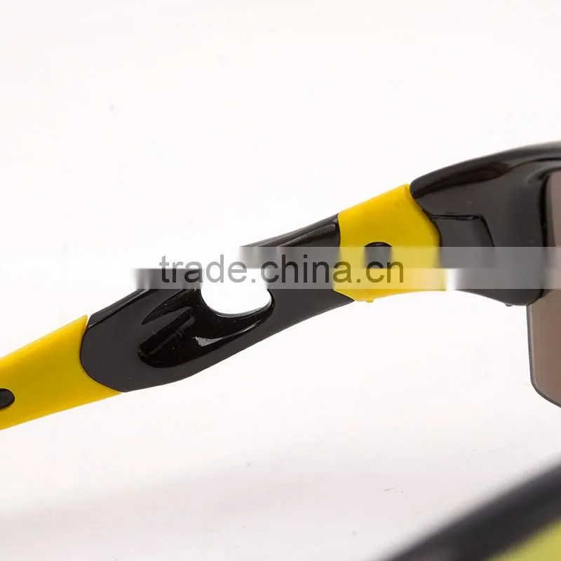 Popular fashional shiny black revo lens anti slip riding sunglasses