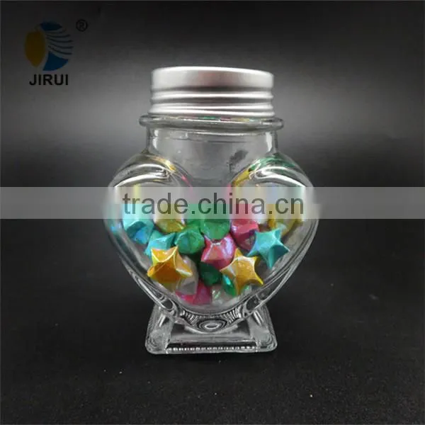 90ml heart shape glass gift bottle with metal screw cap