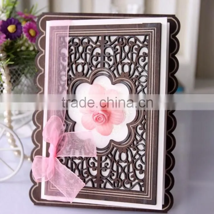 Wholesale 2016 Flower Wooden Laser Cut Graduation Invitation Card