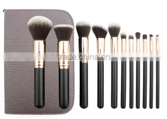 11pcs gold ferrule Luxury Makeup Brush Set synthetic hair